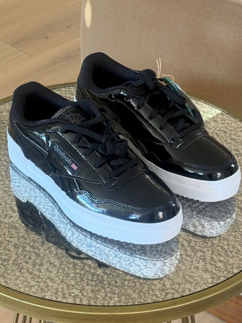 NWT Reebok Club MEMT Black Patent Leather Sneakers *Limited Edition